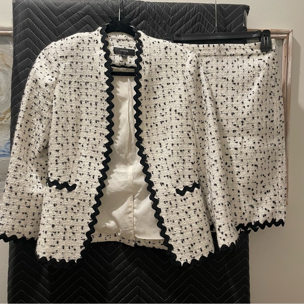 J.Crew Black and White Tweed Blazer and Skirt Set